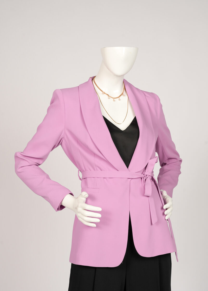 Lavender Blazer With Tie In Front