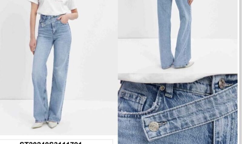 Denim Jeans With Waist Crossover