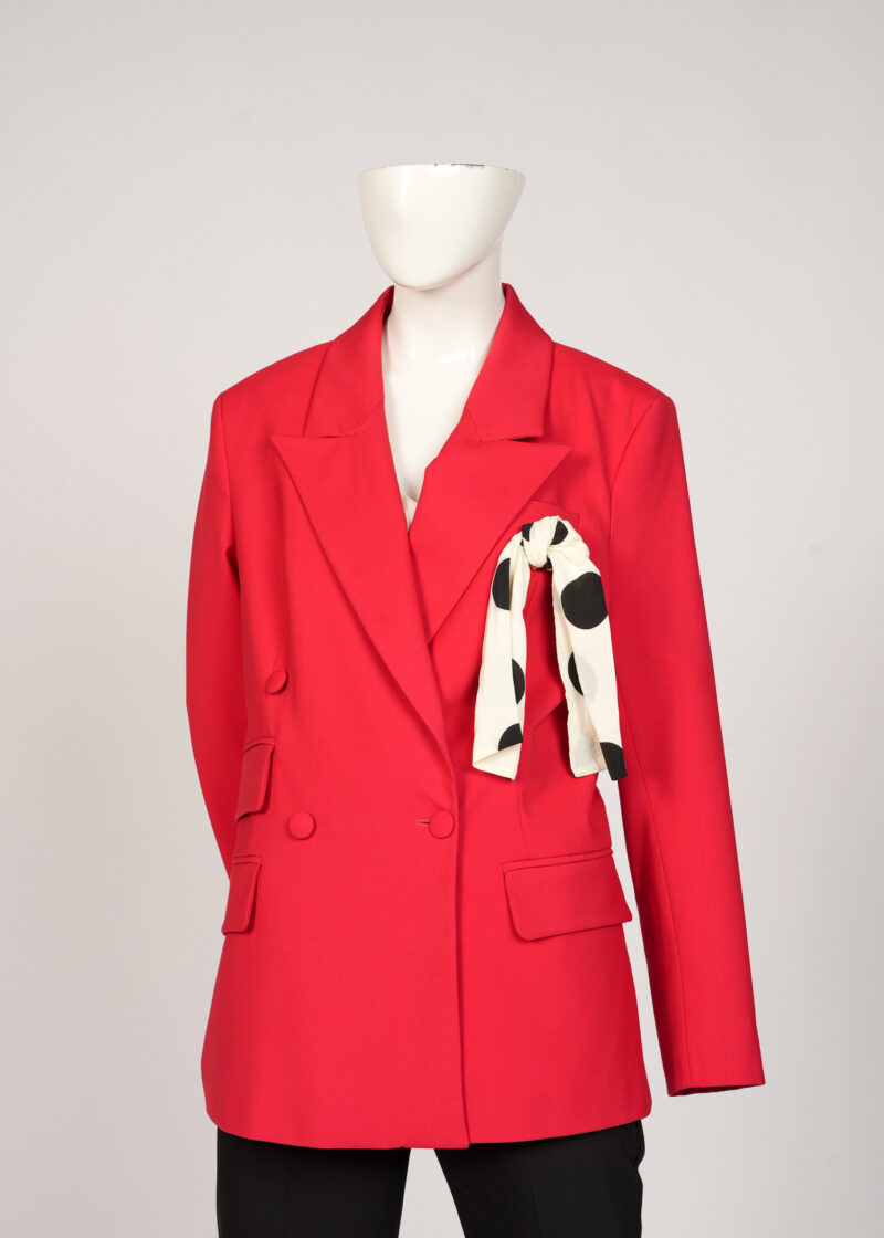 Red Blazer With Cloth Tie