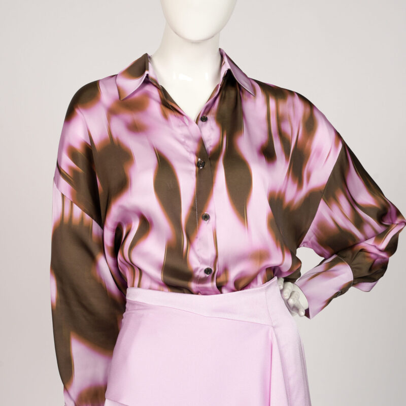 Purple Blurred Long Sleeve Blouse