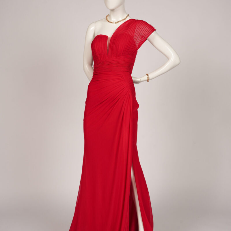 Red Over The Shoulder Dress