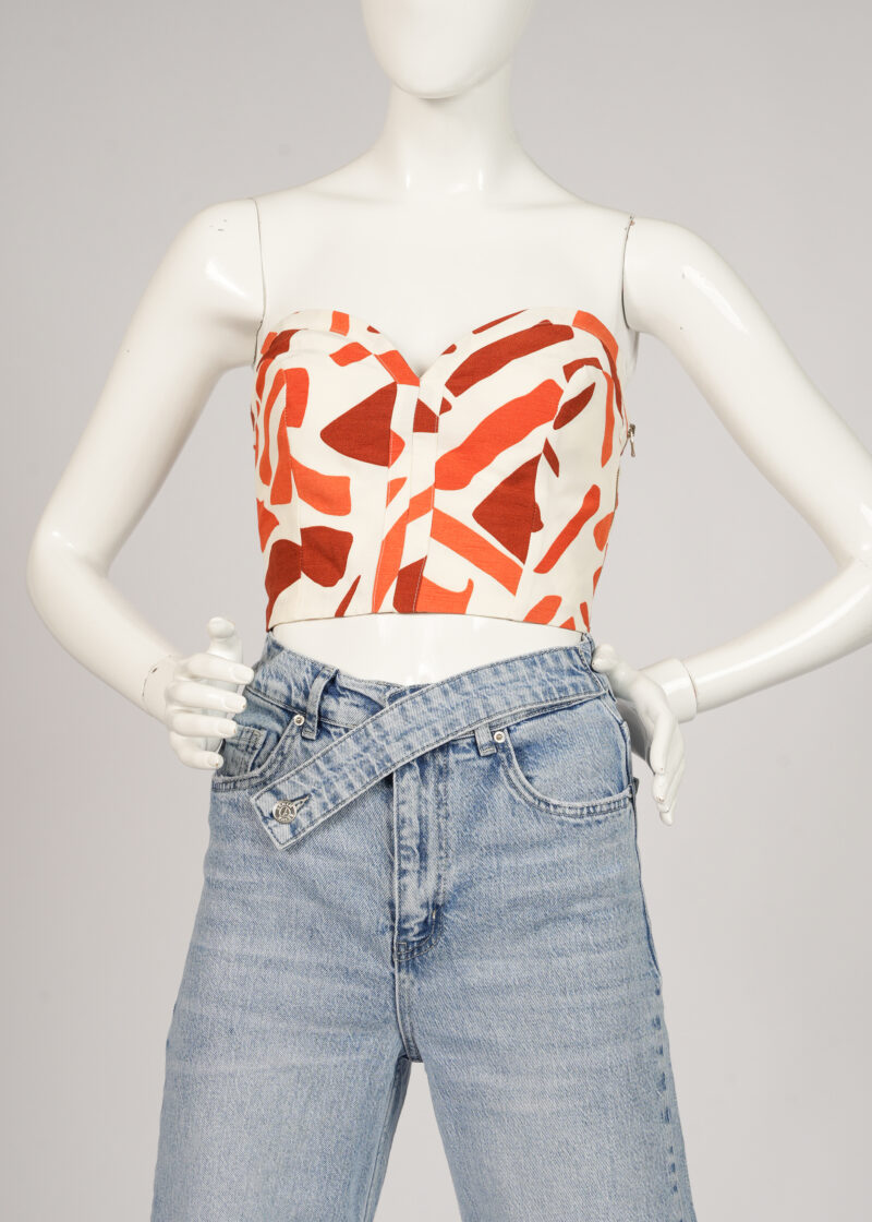 Orange Pattern Crop Top