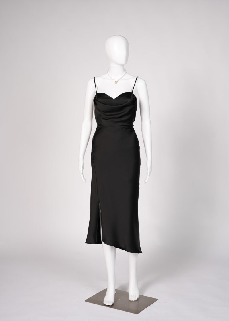 Asymmetrical Black Silk Dress