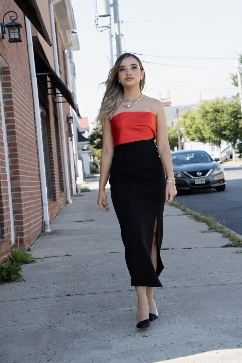 Black And Red Slit Dress