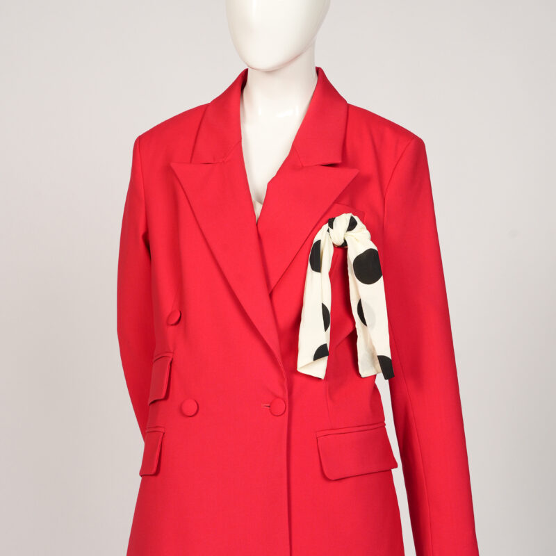 Red Blazer With Cloth Tie