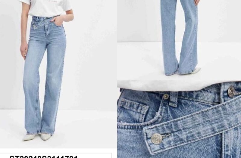 Denim Jeans With Waist Crossover