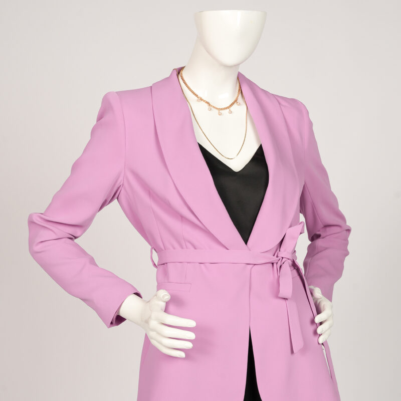 Lavender Blazer With Tie In Front