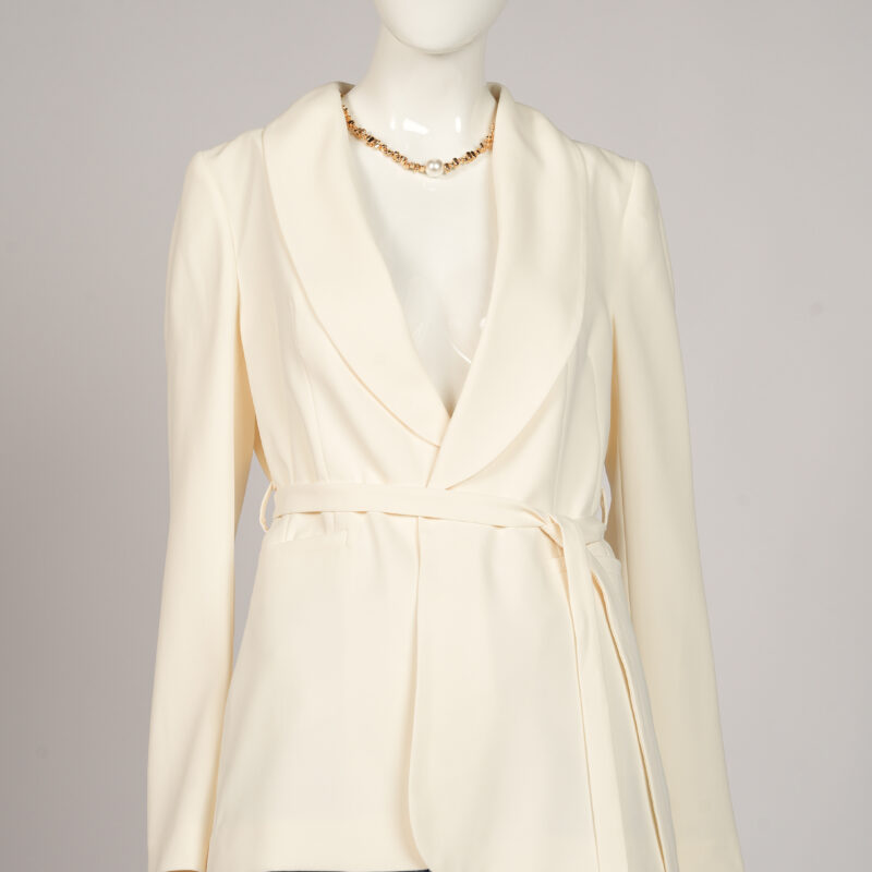 Cream Blazer With Tie in Front