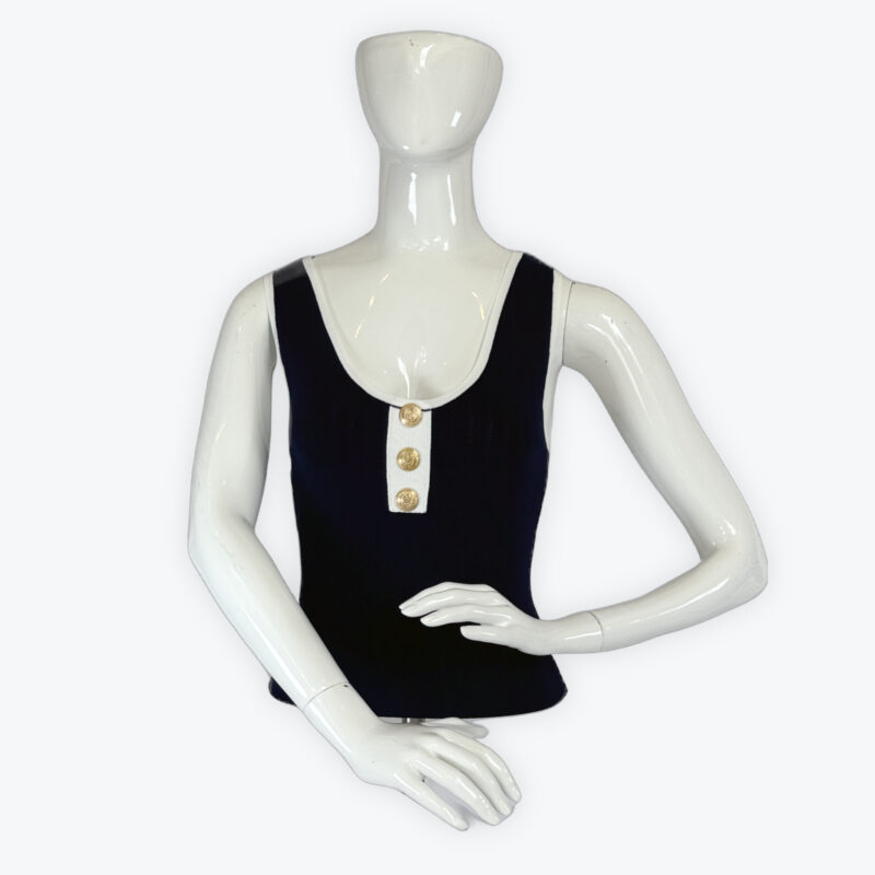 Navy Blue and White Tank Top