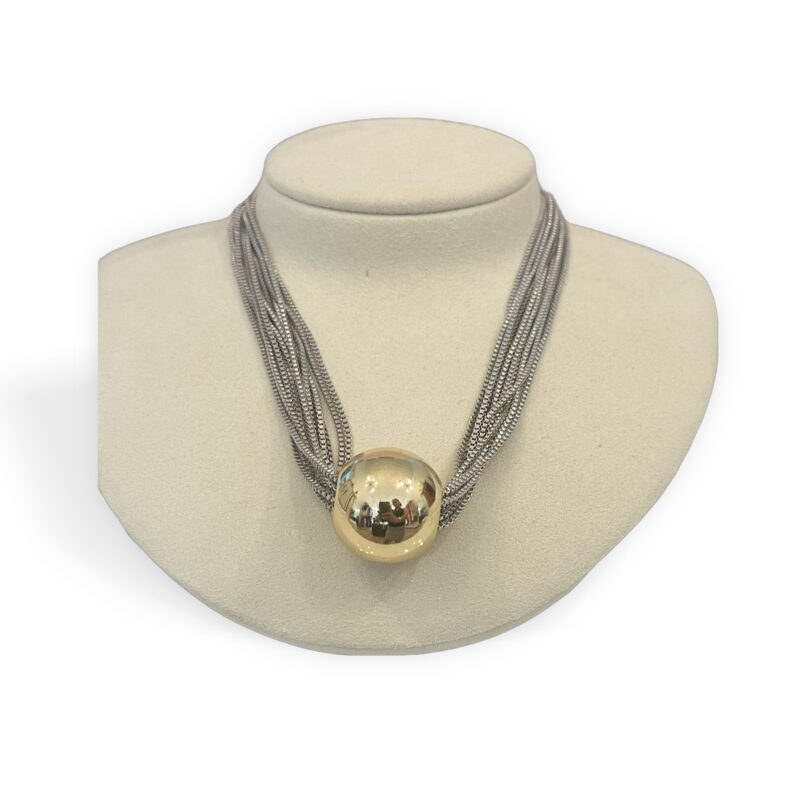 Gold Ball With Silver Necklace