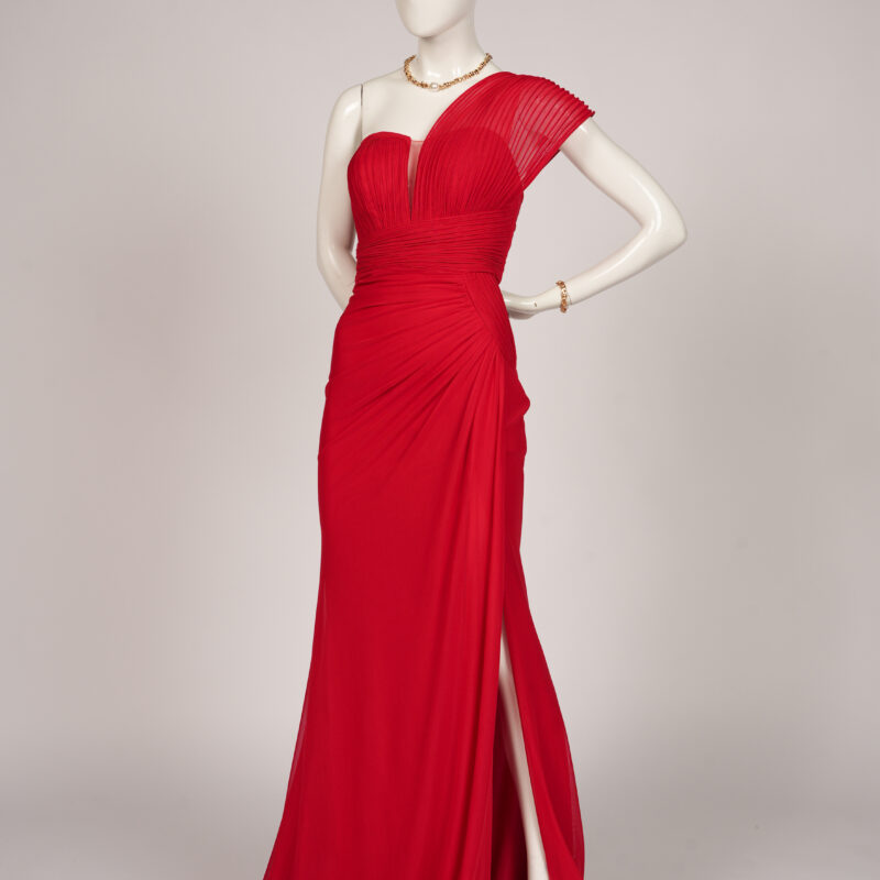 Red Over The Shoulder Dress