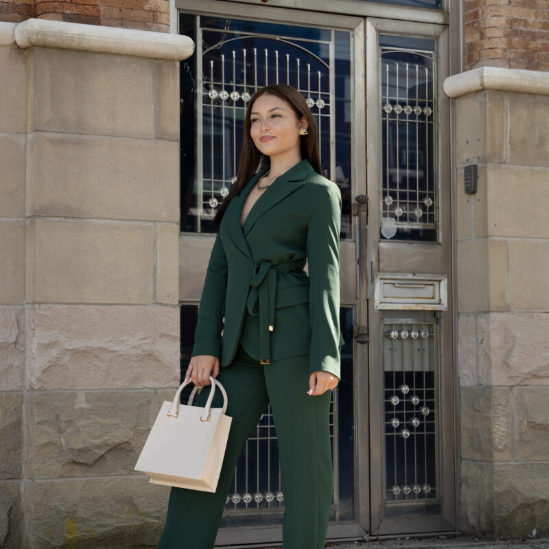 Dark Green Front Tie Blazer