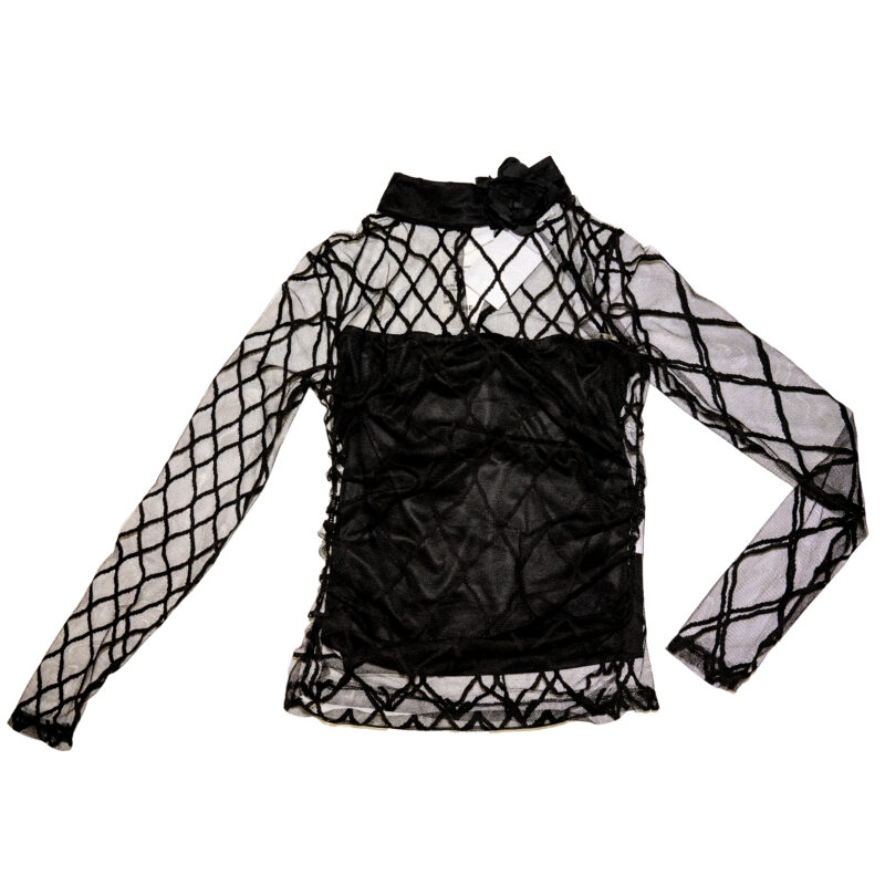 Mesh Neck Flower Top