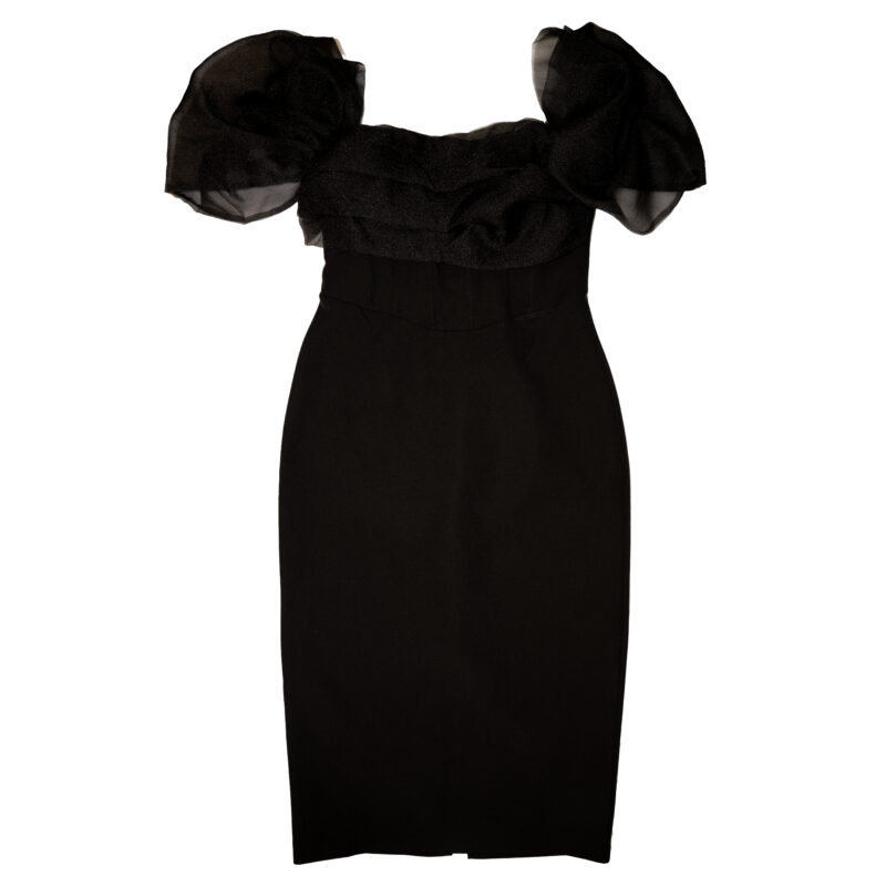 Puff Sleeve Black Dress