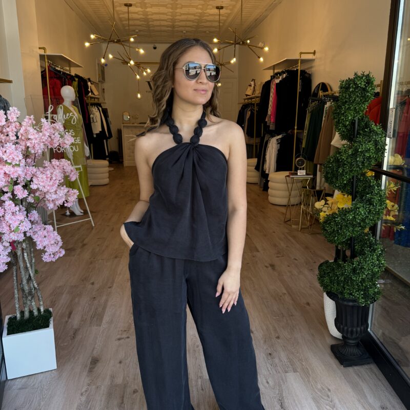 Black Balled Halter Top