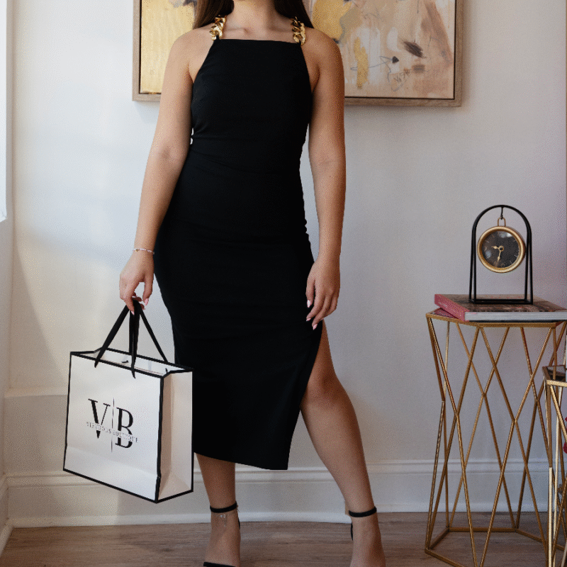 Black Gold Chain Dress