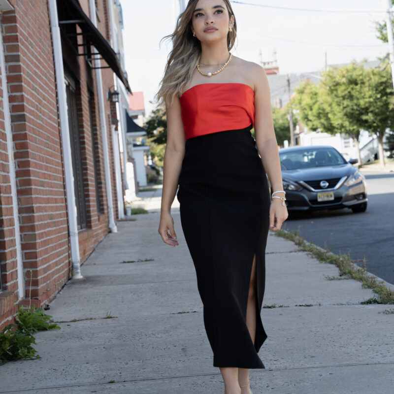Black And Red Slit Dress