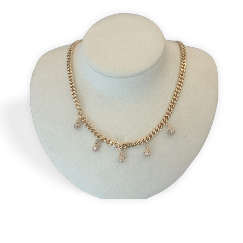 RoseGold With Detailed Diamond Balls Necklace